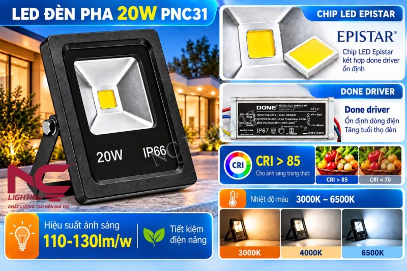 Chip LED của đèn pha LED 20W PNC31