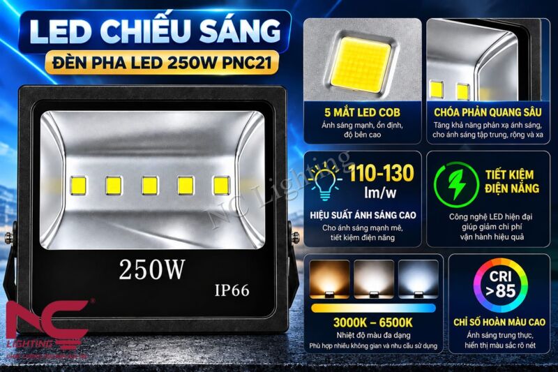 Đặc điểm đèn pha LED 250W PNC21