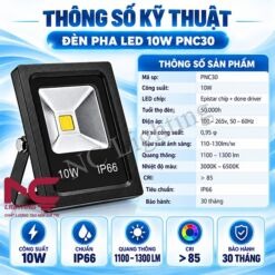 Thông số kỹ thuật đèn pha LED 10W PNC30