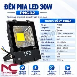 Thông số kỹ thuật đèn pha LED 30W PNC32