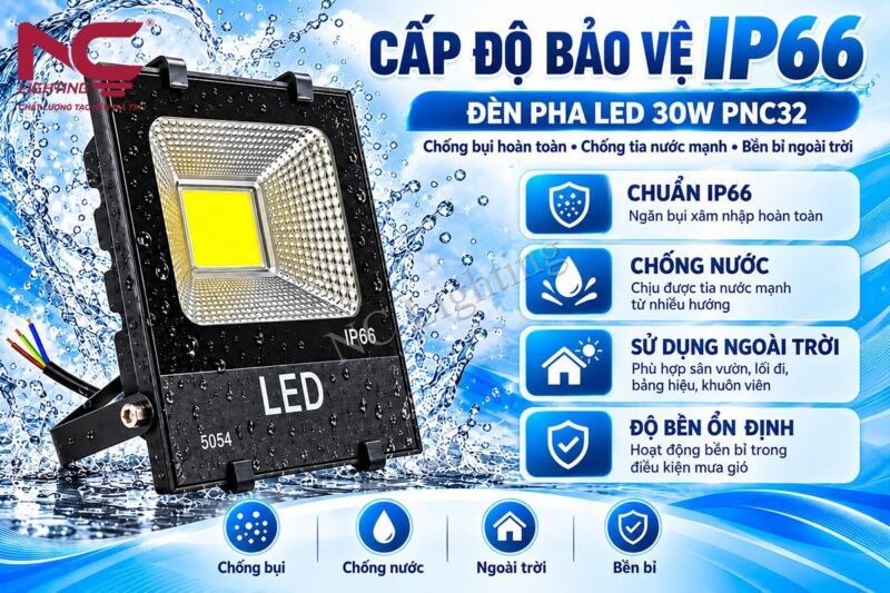 Đặc điểm của đèn pha LED PNC32 công suất 30W 