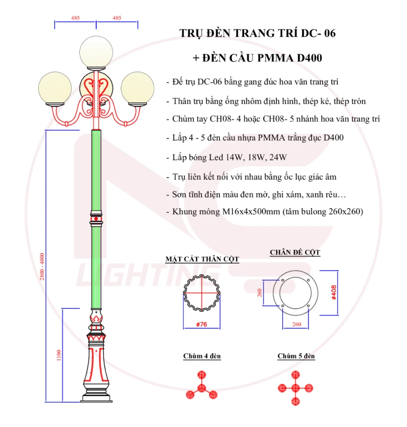 catalogue cột đèn DC06