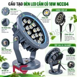 Cấu tạo đèn LED cắm cỏ 18W NCC04