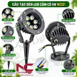 Cấu tạo đèn LED cắm cỏ 6W NCC01