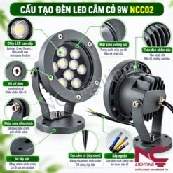 Cấu tạo đèn LED cắm cỏ 9W NCC02