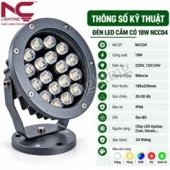 Thông số kỹ thuật đèn LED cắm cỏ 18W NCC04