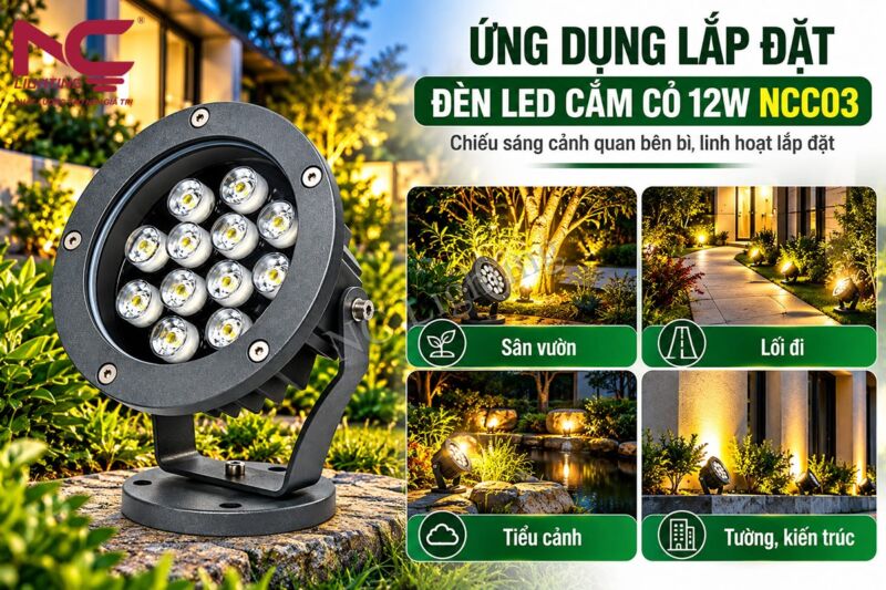 Ứng dụng của đèn LED cắm cỏ 12W NCC03