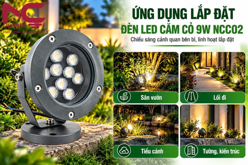 Ứng dụng của Đèn Led Cắm Cỏ 9W NCC02
