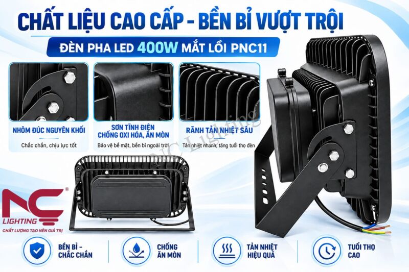 Đặc điểm của đèn pha LED PNC11 mắt lồi 400W