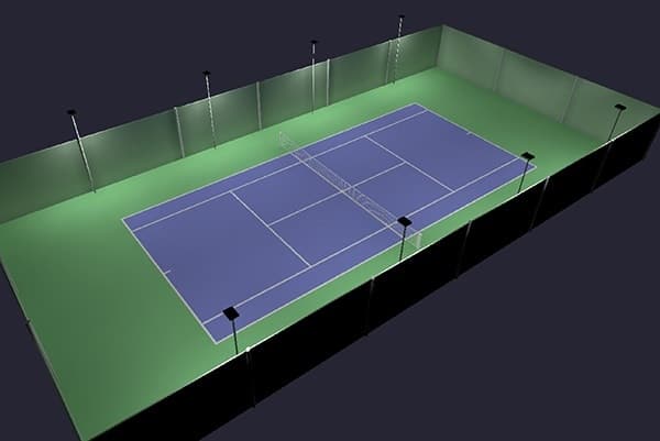 Cách bố trí đèn pha led cho sân tennis