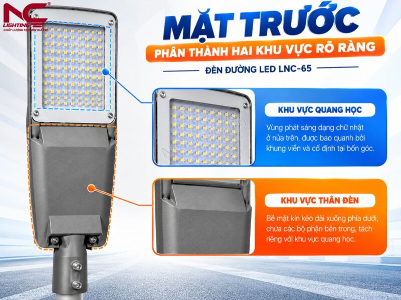 Mặt trước của LNC-65 chia thành 2 cụm sáng rõ ràng
