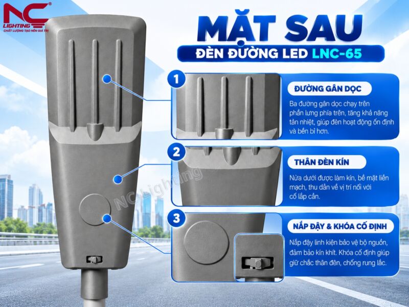 Mặt sau LNC-65 có 3 đường gân dọc