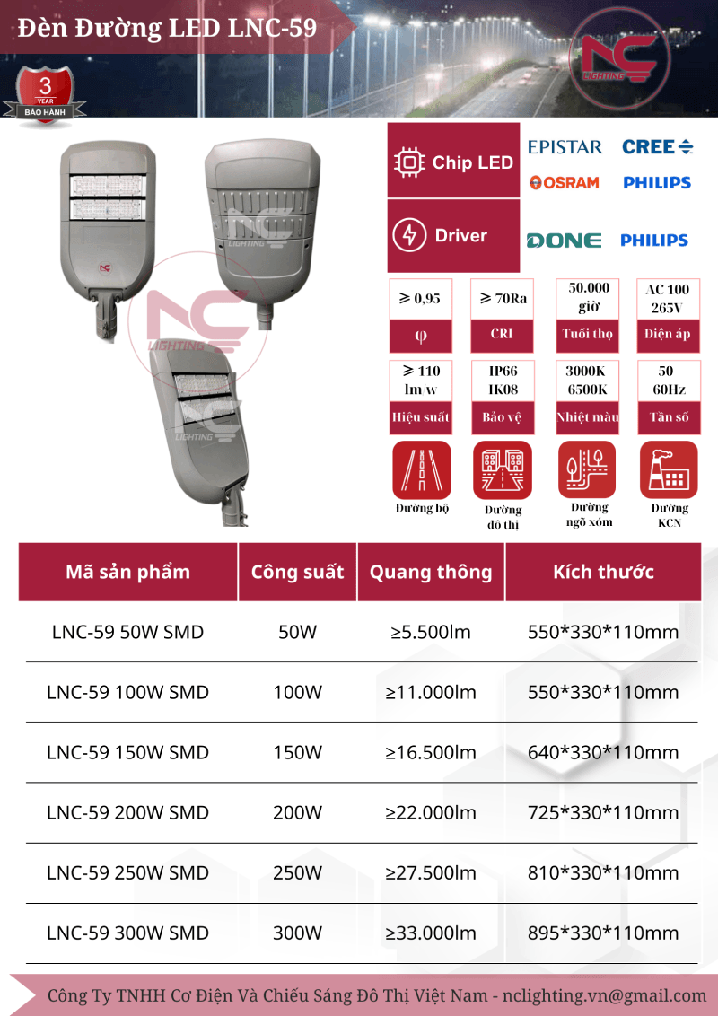 catalogue đèn đường Led LNC59