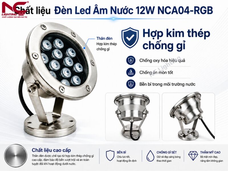 NCA04-RGB sử dụng chất liệu hợp kim thép chống gỉ
