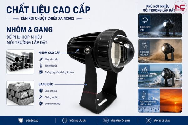 NCR02 được làm từ chất liệu nhôm và gang cao cấp