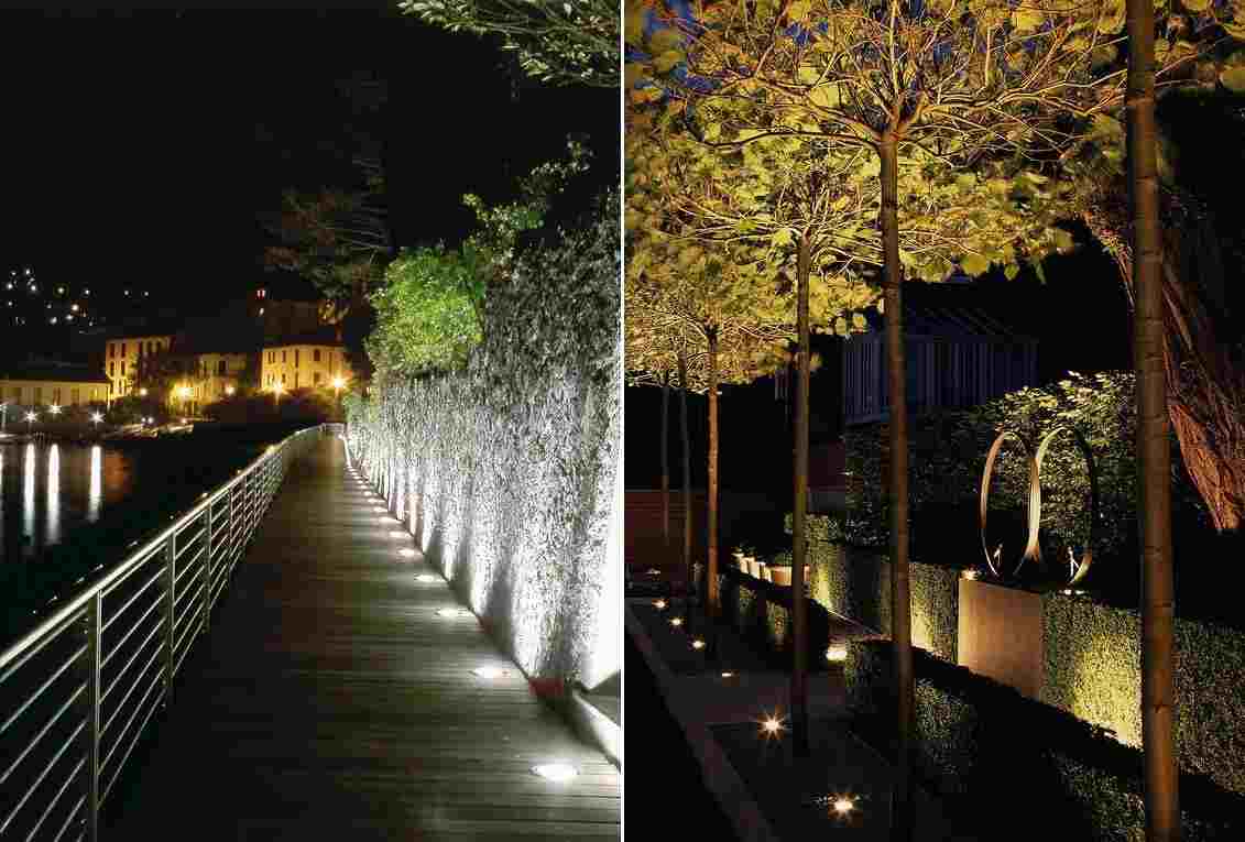 Sử dụng đèn led âm đất chiếu sáng hàng rào