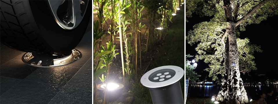 Sử dụng đèn led âm đất chiếu sáng sân vườn
