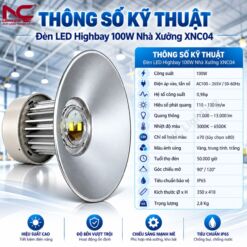 Thông số chi tiết của XNC04 gồm các thông tin như chip led, nguồn, góc mở...