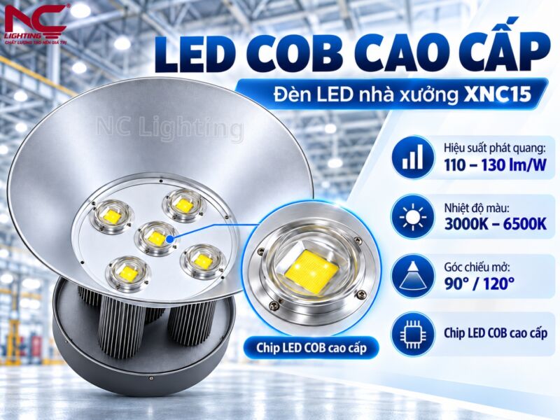 XNC15 sử dụng chip led cob cao cấp được bao quanh bởi chóa sâu
