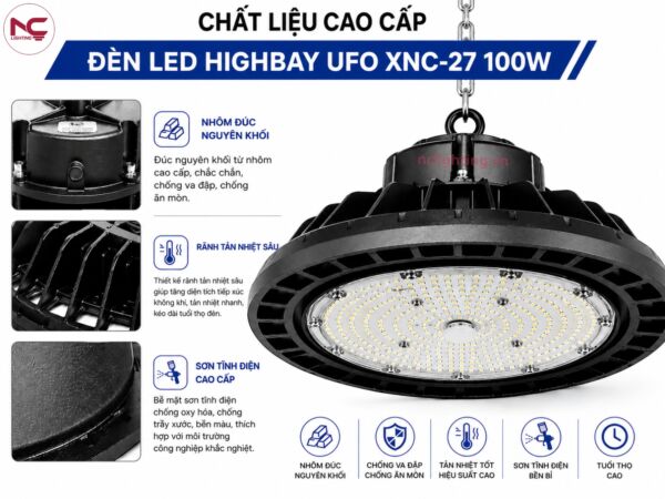 xnc-27 sử dụng chất liệu cao cấp và rãnh tản nhiệt sâu