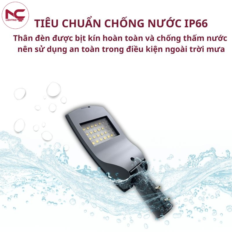 Tiêu chuẩn chiếu sáng của đèn đường led LNC-130 giúp sản phẩm chống nước và bền bỉ