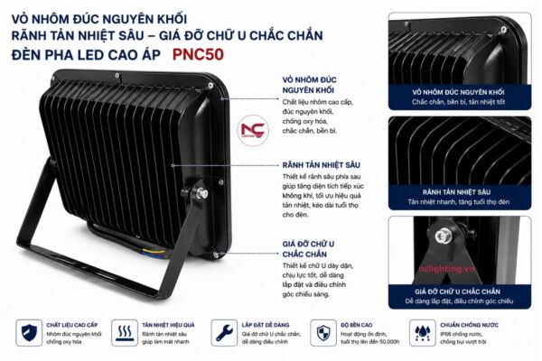 PNC-50 sử dụng vỏ nhôm đúc nguyên khối cao cấp