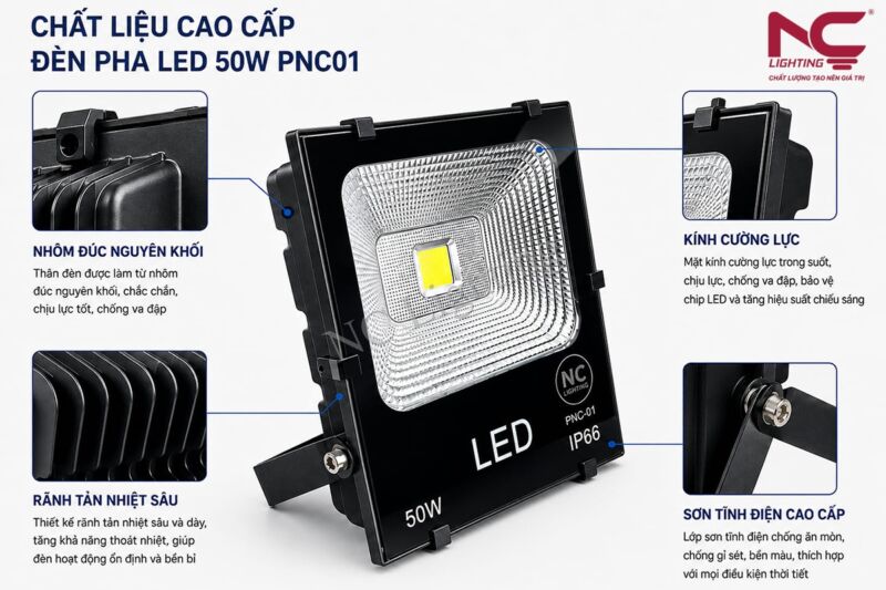 Ưu điểm của đèn pha chiếu sáng PNC01