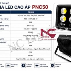 Thông số kỹ thuật đèn pha LED cao áp PNC50