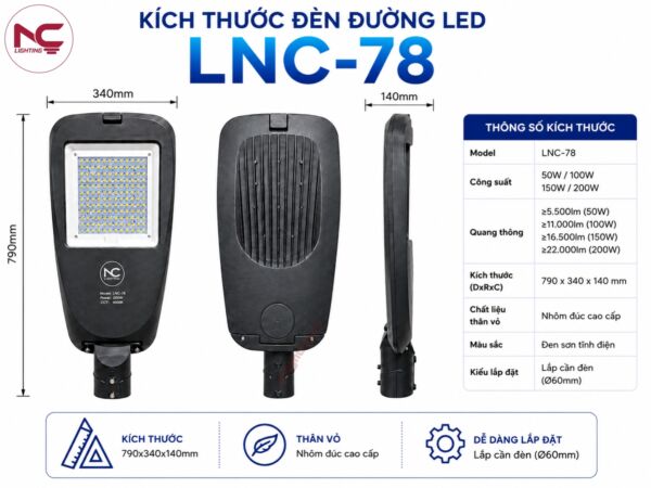 LNC-78 thiết kế đồng bộ kiểu dáng dù khích thước và công suất khác nhau