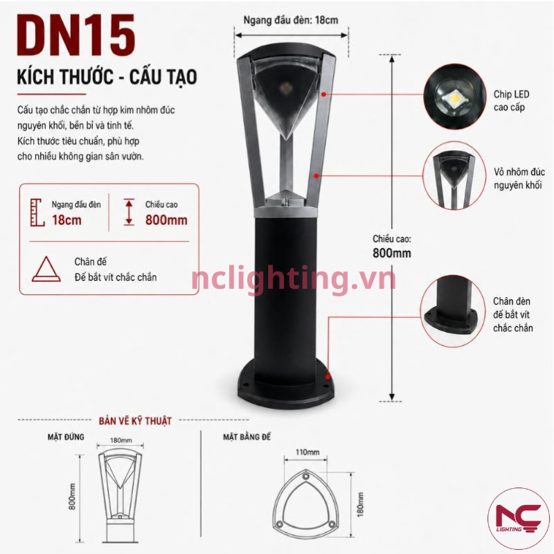 DN15 có chiều cao 800mm