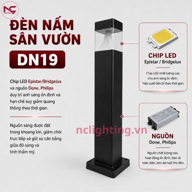 DN19 sử dụng chip led cai cấp