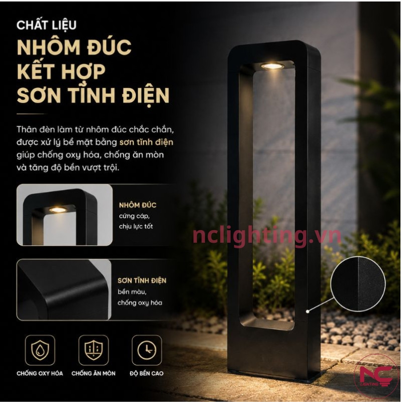 DN11 được làm từ nhôm đúc kết hợp sơn tĩnh điện