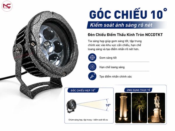 NCCDTKT có góc chiếu 10 độ kiểm soát ánh sáng rõ nét