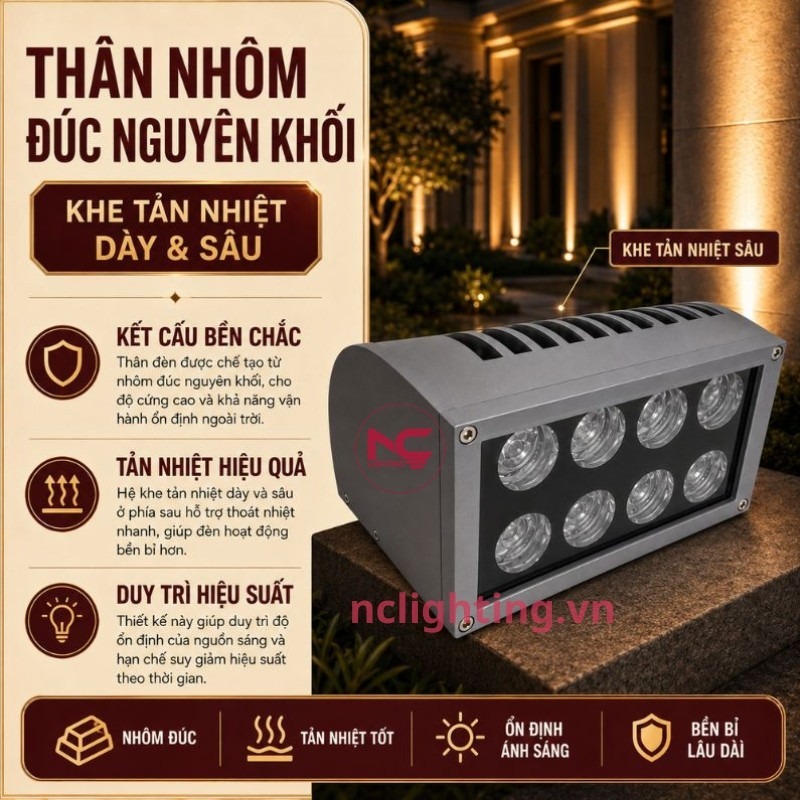NCCCTKDB có thân nhôm đúc nguyên khối và khe tản nhiệt dày và sâu