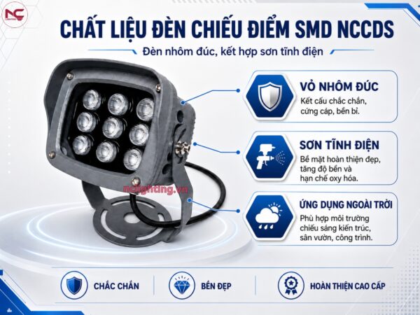 NCCDS sử dụng cất liệu nhôm đúc kết hợp sơn tĩnh điện