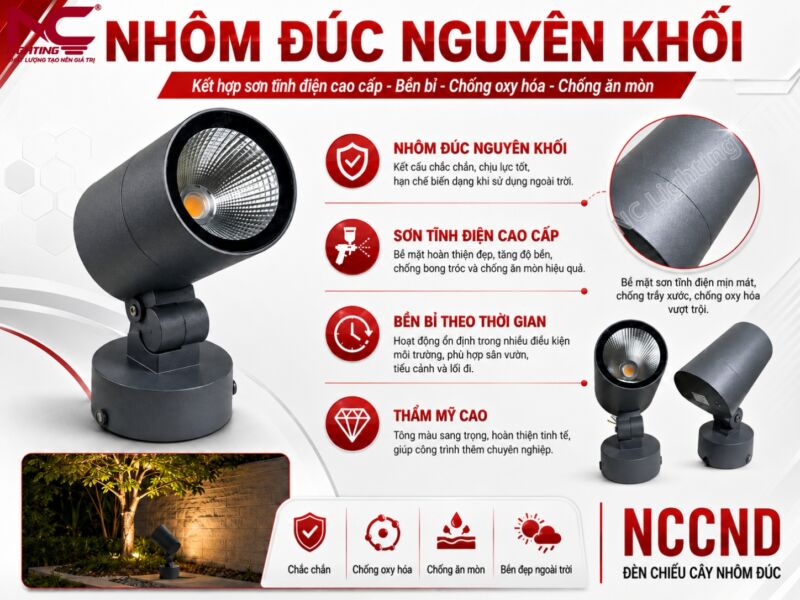 NCCND sử dụng chất liệu nhôm đúc nguyên khối