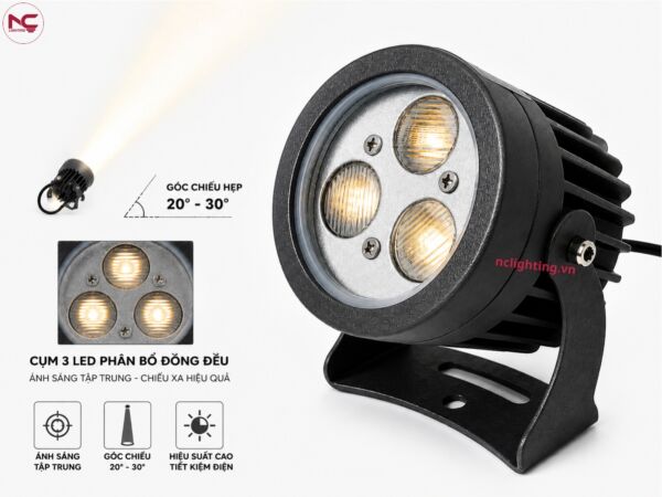 NCRCTX có cụm 3 mắt chiếu phân bổ đều ánh sáng