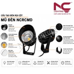 Cấu tạo đèn hắt cột mũ đen NCRCMD
