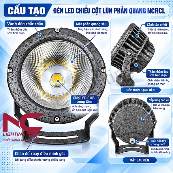 cau-tao-den-led-chieu-cot-lun-phan-quang-ncrcl Cấu tạo đèn LED chiếu cột lùn phản quang NCRCL