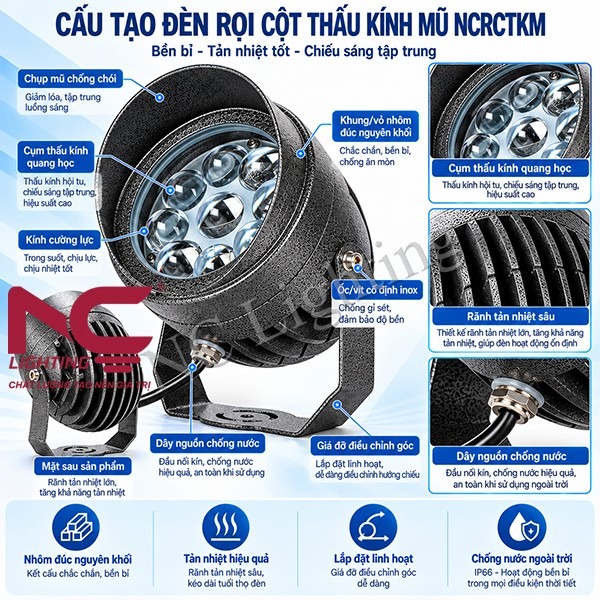 cau-tao-den-roi-cot-thau-kinh-mu-ncrctkm Cấu tạo đèn rọi cột thấu kính mũ NCRCTKM