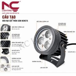 Cấu tạo đèn rọi cột tròn xám NCRCTX