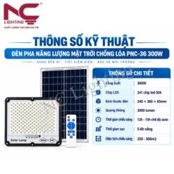 Thông số kỹ thuật đèn pha năng lượng mặt trời PNC-36