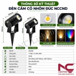 Thông số kỹ thuật đèn cắm cỏ nhôm đúc NCCND