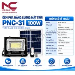 Thông số kỹ thuật đèn pha năng lượng mặt trời PNC-31