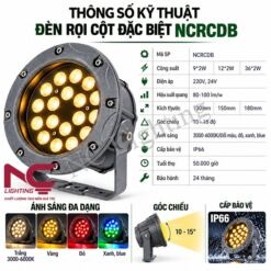 Thông số kỹ thuật đèn rọi cột đặc biệt NCRCDB