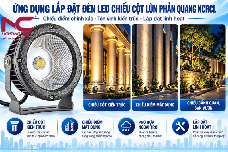 Ứng dụng của đèn LED chiếu cột NCRCL