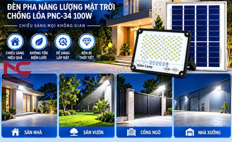 Ứng dụng của đèn pha NLMT PNC-34 công suất 100W