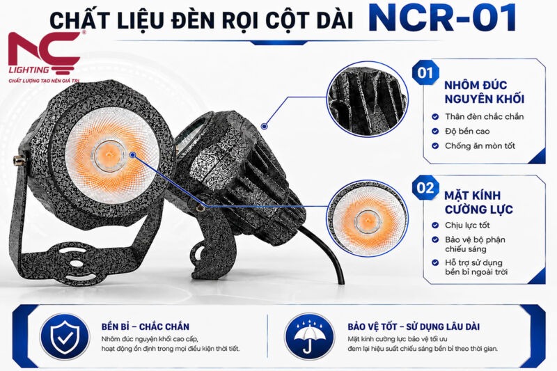 Đặc điểm nổi bật của đèn rọi cột dài NCR-01