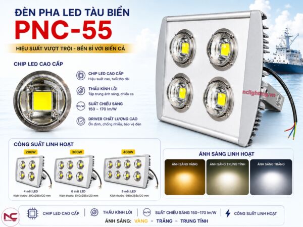 PNC-55 sử dụng chip led cao cấp
