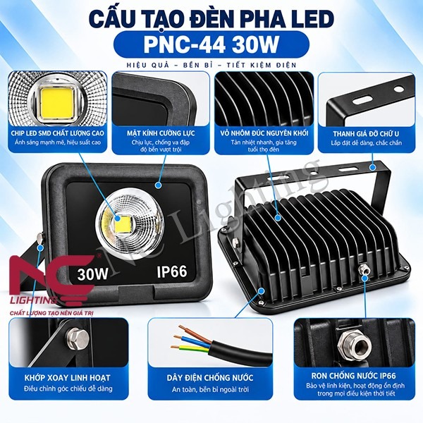 cau-tao-den-pha-led-30w-pnc-44 Cấu tạo đèn pha LED 30W PNC-44